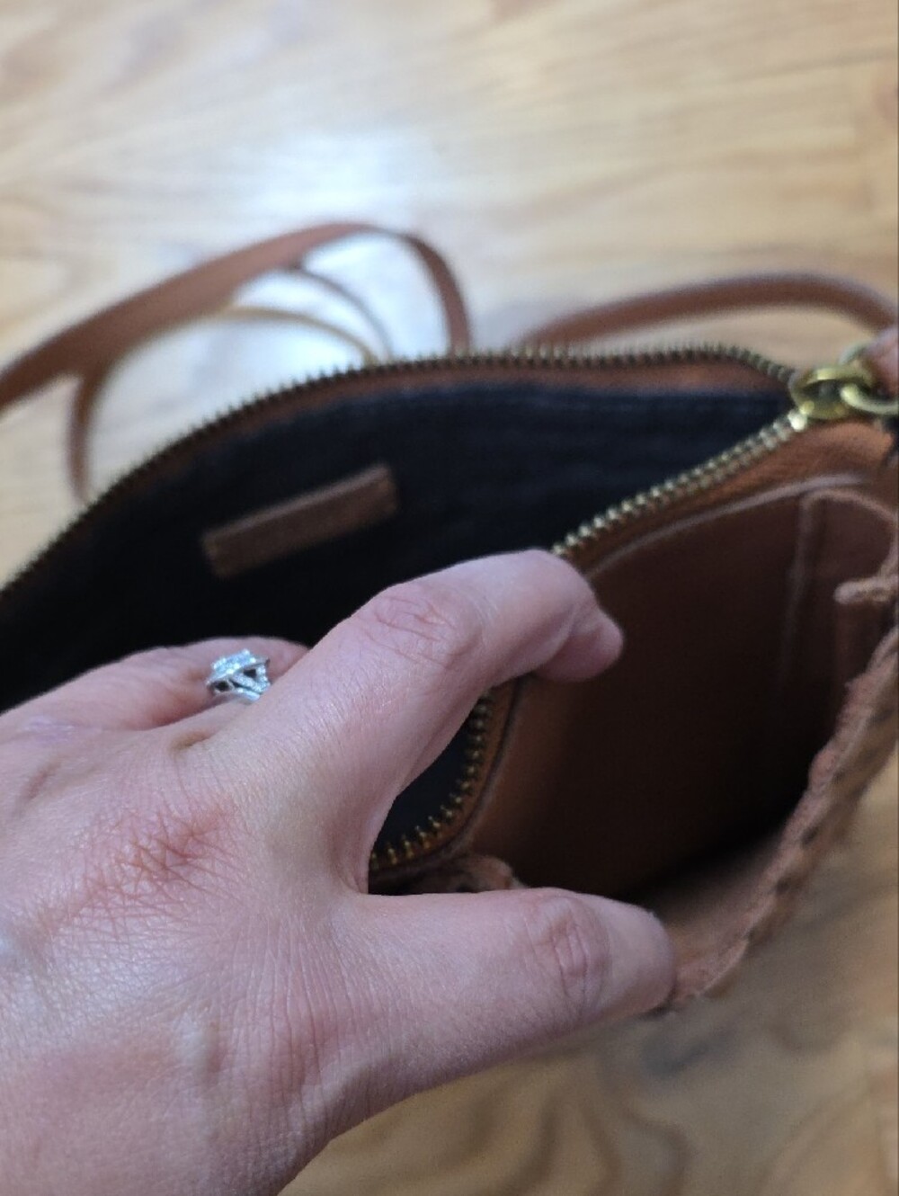 Madewell Woven Leather Crossbody in Brown Tan - Picture 6 of 7